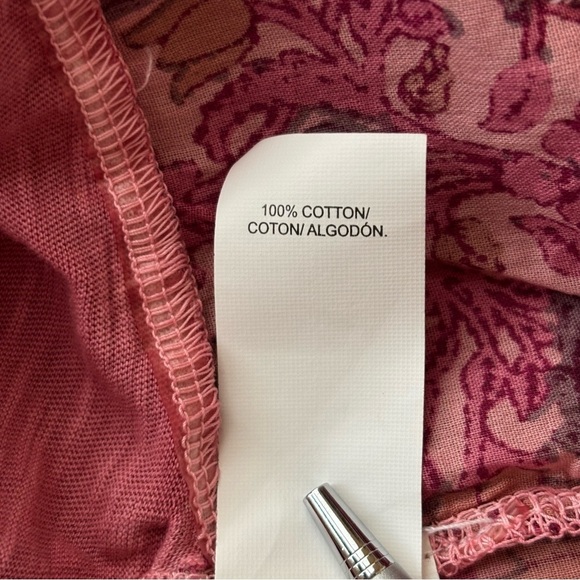 Lucky Brand Pink Floral Tiered Cap Sleeve Blouse Women's 2X Boho - Picture 8 of 9